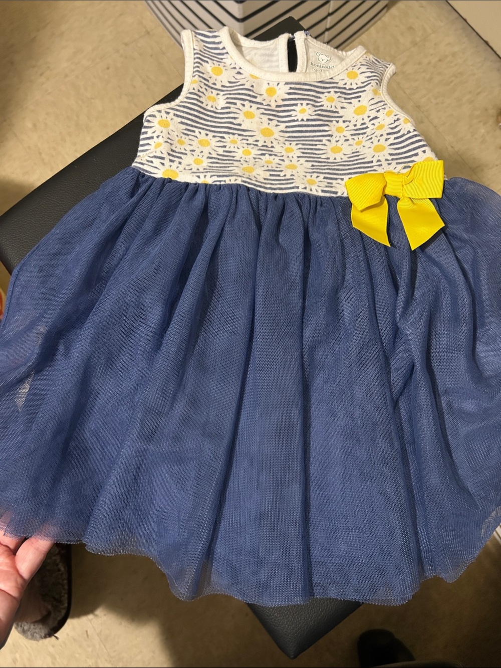 Koala Kids Blue Tulle Dress with Yellow Bow